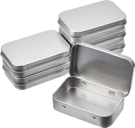 small rectangular metal boxes|rectangular metal containers with lids.